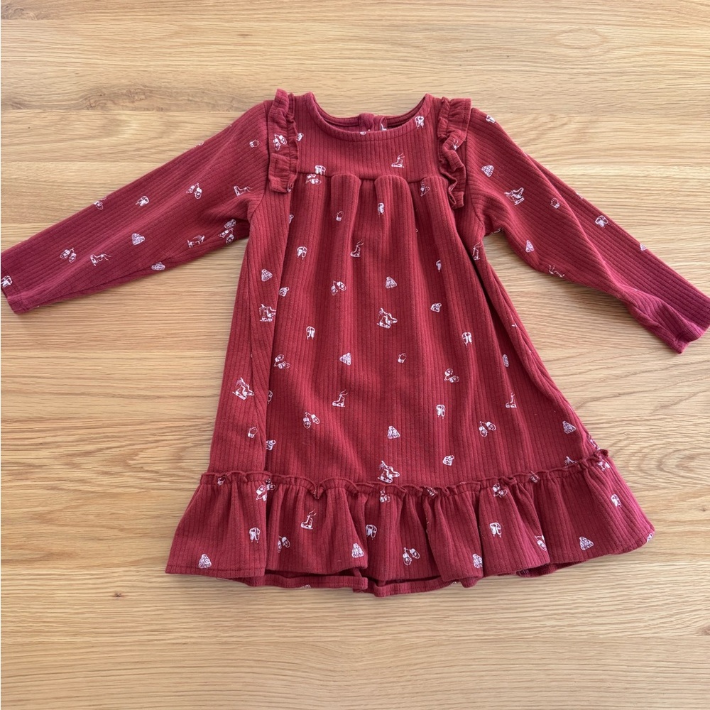 Girls' Burgundy Ruffle Dress 3T